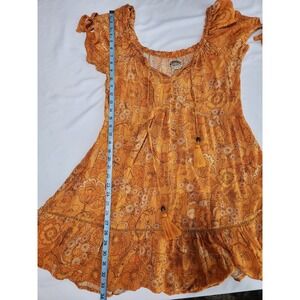Nine Lives Bazaar Womens Sadie Orange Yellow Boho Floral Mini Dress Size 12